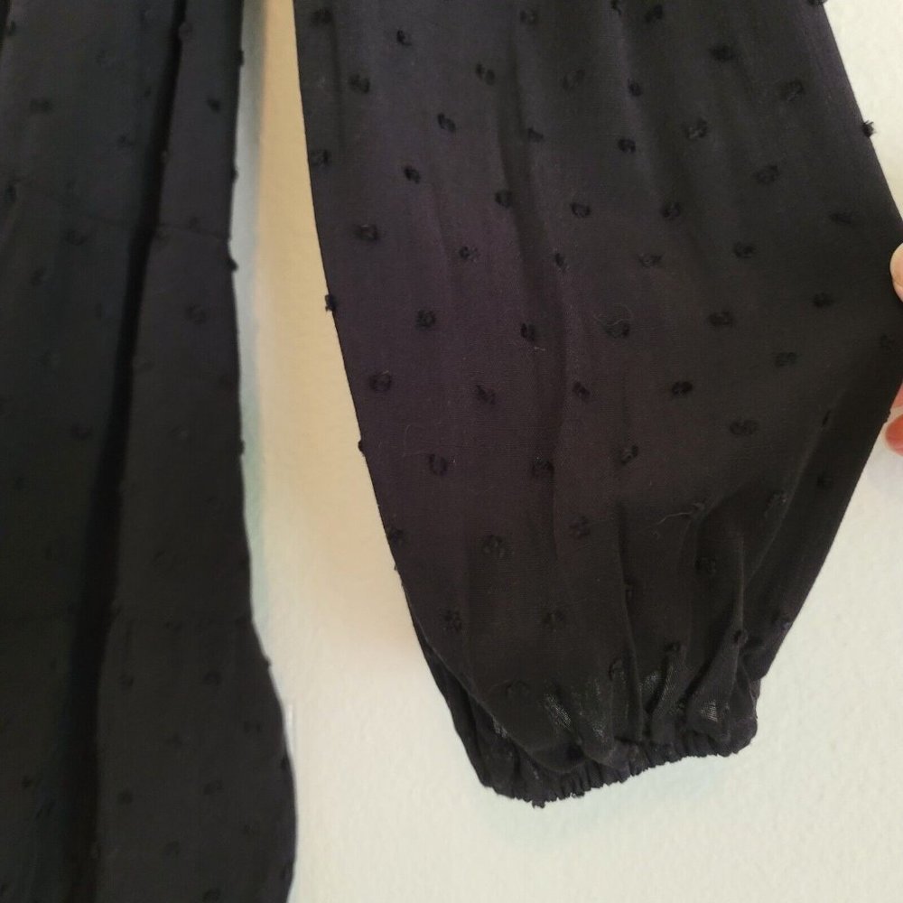 Blue Rain Womens Size XS Swiss Dot Babydoll Tiered Dress Black Dark Academia Top - Picture 4 of 11